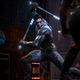 Dick "Nightwing" Grayson squares off against some Gotham City hooligans, preparing to tenderize them with his sticks.